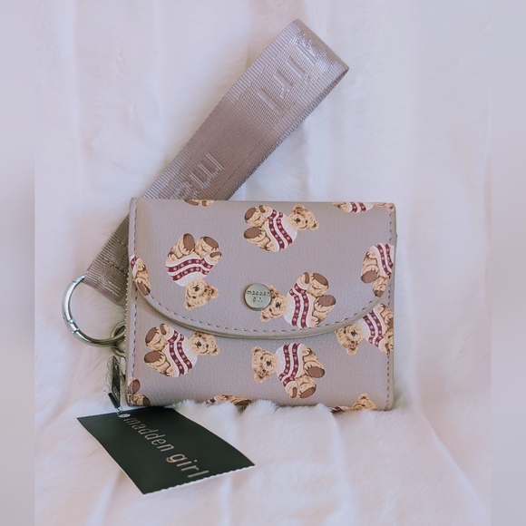 Madden Girl Handbags - NWT Madden Girl Khaki Teddy Bear Wristlet Wallet